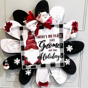 Christmas Wreath, Home Decor, There’s No Place Likee Gnome for the Holidays
